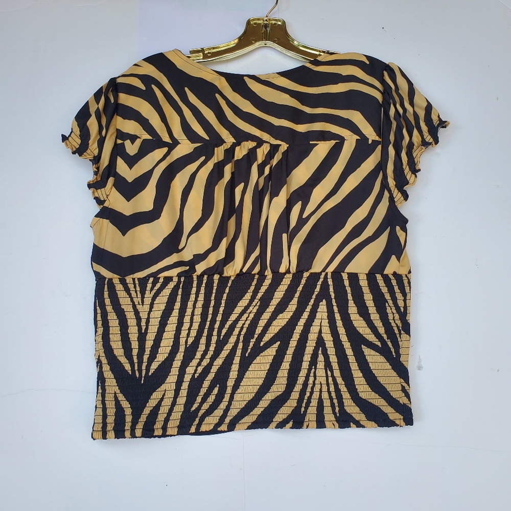 Free People "Show Me Love" Zebra Print Smock Top Size XL - Picture 7 of 13